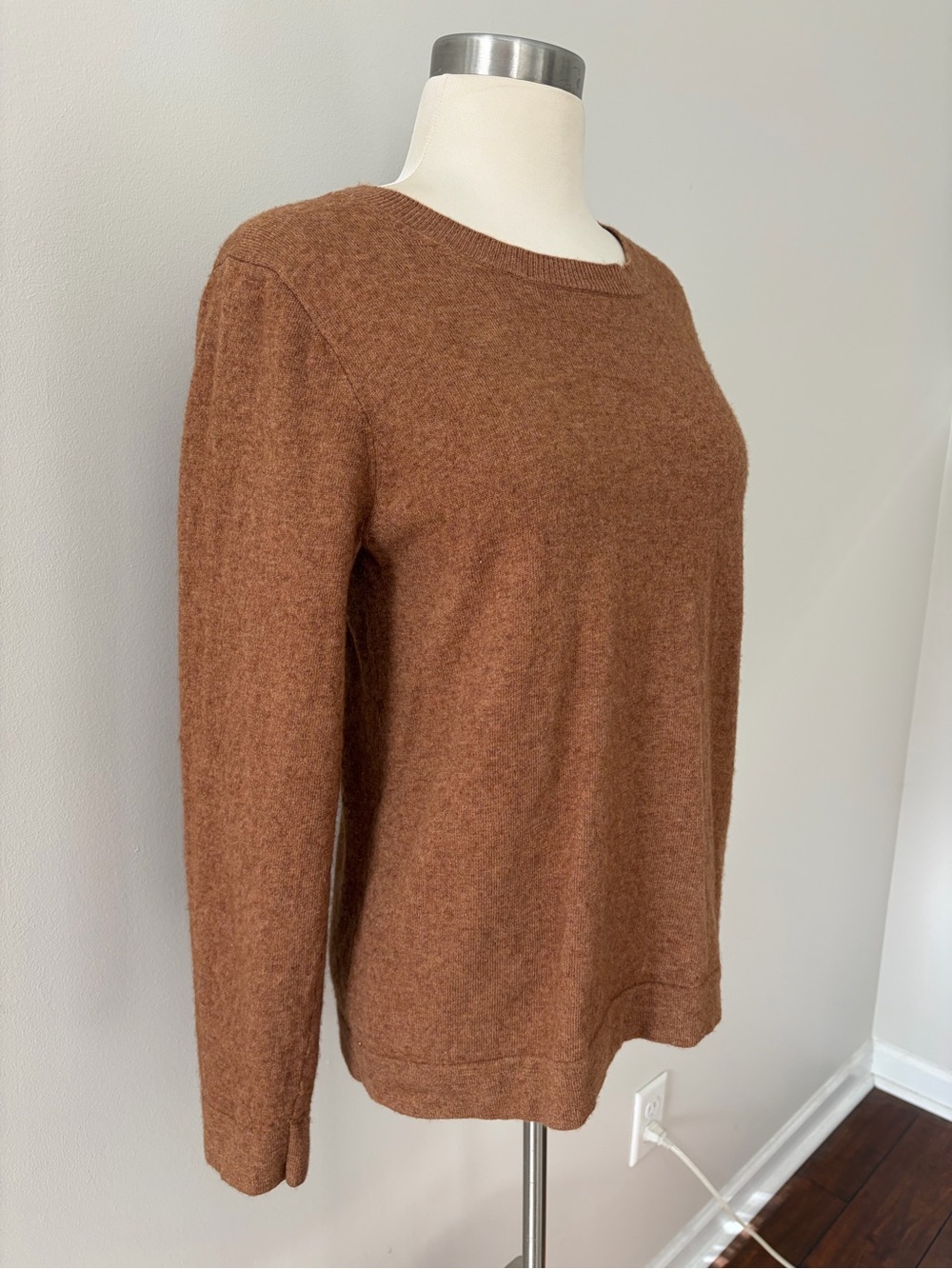 J. Crew Teddie Crewneck Sweater Warm Chestnut Cotton Wool Blend M Autumnal Layer - Picture 3 of 10